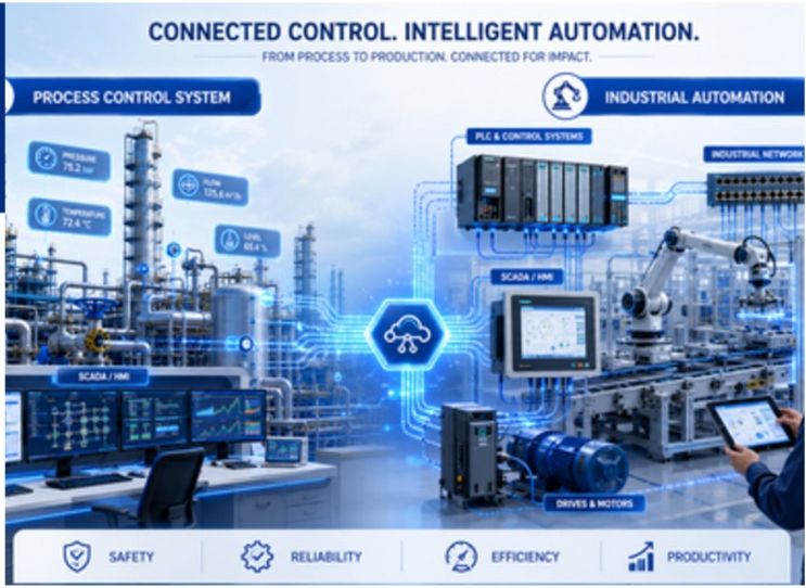Connected control and intelligent industrial automation infographic
