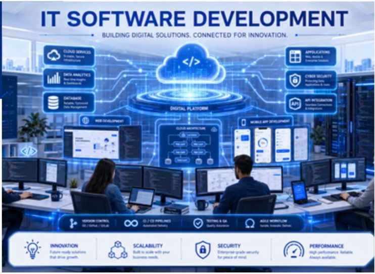 IT software development digital platform infographic